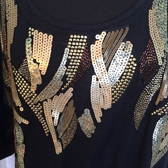 Denim 24/7 Black & Gold Embellished Tunic NWOT - Picture 3 of 8